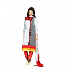 Neela’s Classical Shalwar Kameez in Cotton Embroidery with Georgette Dupatta